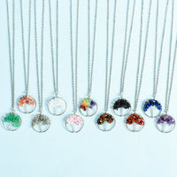 Load image into Gallery viewer, Crystal Pendant Amethyst Tree of Life Pendant with Leather Cord Accessories Rose Quartz Citrine Necklace
